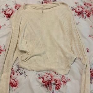 Free people cream colored wide cowl neck sweater. Size medium